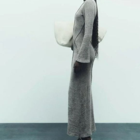 ZARA PRONOUNCED SEAM MIDI DRESS - Picture 9 of 15